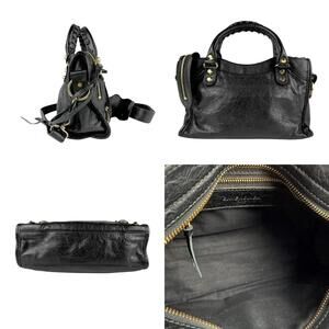 Balenciaga Bag Shoulder Giant Gold Black City Leather